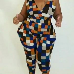 Multi color one piece jumpsuit